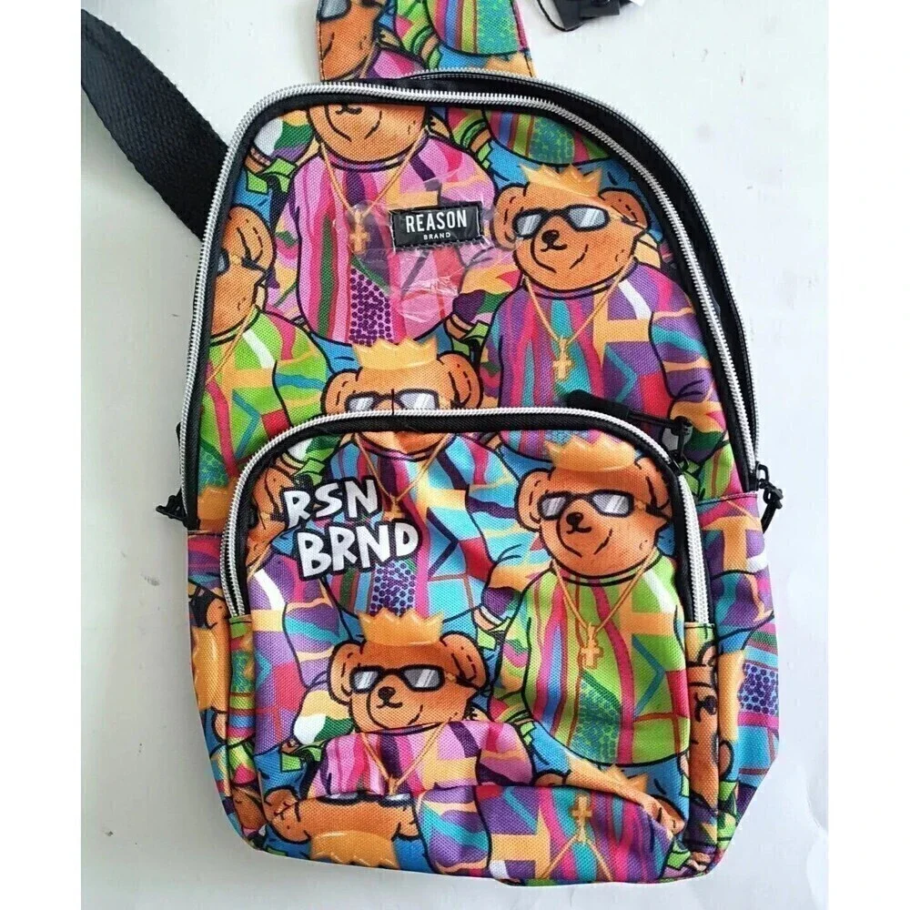 Reason Legend Bear King Print Crossbody Mini Backpack New with Tags - Picture 2 of 6